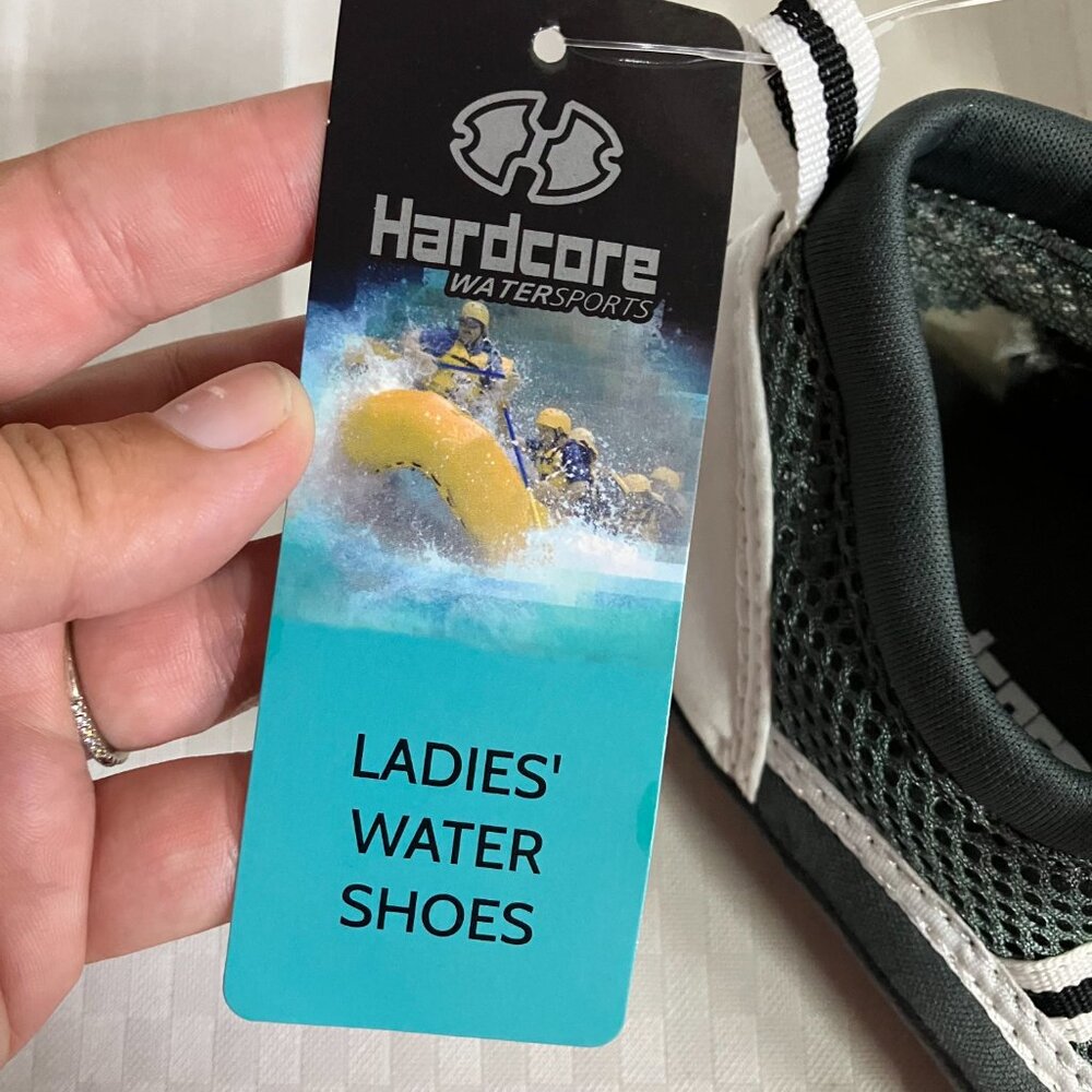 Hardcore Women's 9 Black/White Quick Drying Aqua Socks For Barefoot Water Shoes - Picture 4 of 9